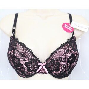 VS Bombshell Inspired Adds 2 Cups Ultimate Pushup Bra 36B Black Lace